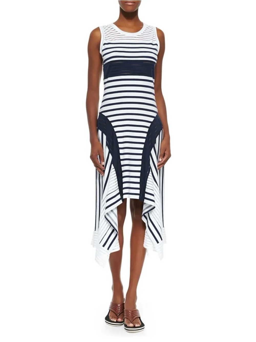 Jean Paul Gaultier Soliel Striped Handkerchief Hem Tank Dress